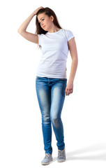 Fototapeta premium Girl in t-shirt mock-up