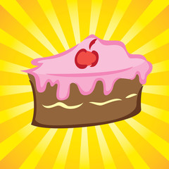 cake slice with burst background