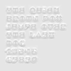 Geometric cutout white font
