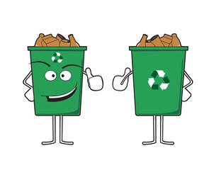 Vector illustration of recycle bin character