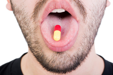 One antibiotic on tongue
