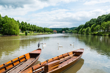 Obraz premium Traditional punt boats in Tubingen aka Tuebingen, Germany