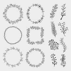 Vector Hand Sketched Frames, Borders, Design Elements