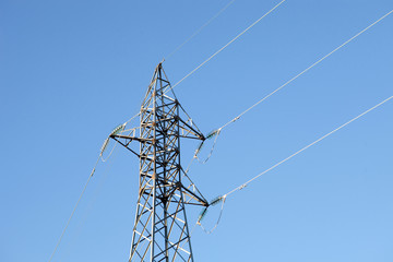 Metal pylon with a blue sky