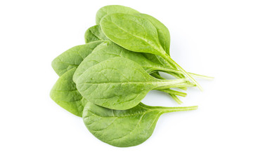 Green spinach on a white background