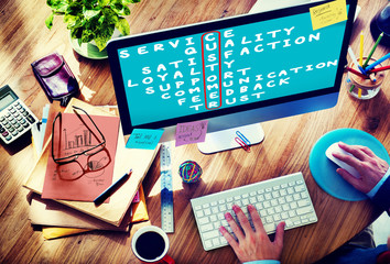 Customer Target Market Puzzle Crossword Concept