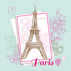 Fototapeta na wymiar Paris frame and Eiffel tower