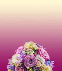 White, orange, red and yellow roses flowers, bouquet.