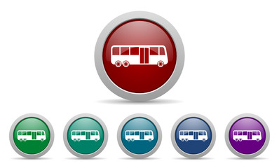 bus vector web icon set