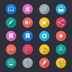 E-book reader simple color icons