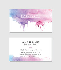 Watercolor Business Card Template - 83759512