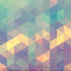 Geometric background with grunge texture. Retro wallpaper