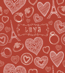Seamless hearts pattern. Happy valentines day card.