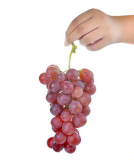 Fresh red grape on white background