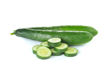 Fresh sliced   cucumber on white background
