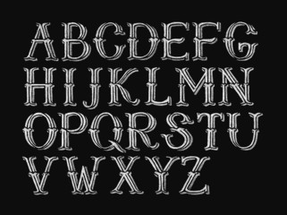 Alphabet hand-drawn on chalkboard