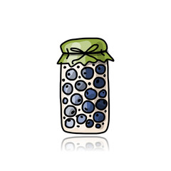 Jar with blueberry jam, sketch for your design