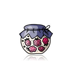 Jar with raspberry jam, sketch for your design