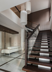 Luxury hall interior with staircase