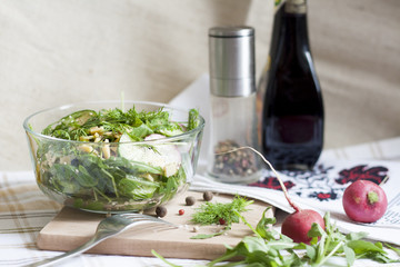 Salad: vegetables and herbs