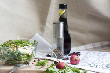 Salad: vegetables and herbs