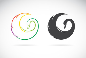 Obraz premium Vector images of swan design on a white background.