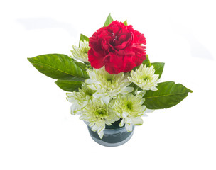 Obraz na płótnie Canvas Bouquet of red carnations and chrysanthemum Flower