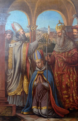 Sv. Wolfgang with the Emperor Otto, Parish church in St. Wolfgang on Wolfgangsee in Austria