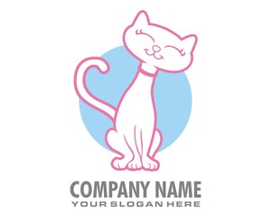 smiling cat pet logo image vector