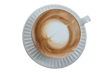 Heart shaped latte isolated
