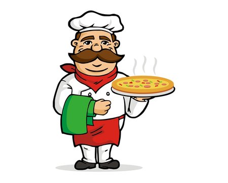 Italian chef serves pizza