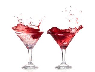 Wine collection - Splashing red wine in a glass. Isolated 