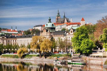 Prague Castle with Vltava river in Czech Republic