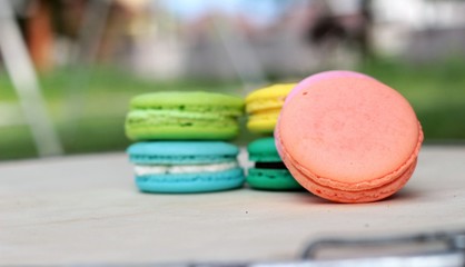 French macaroons multi colorful is delicious