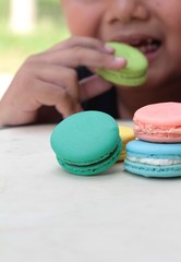 French macaroons multi colorful is delicious