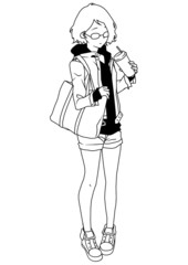fashion girl with coffee