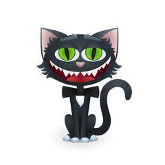 Cartoon Black Cat with Bow Tie