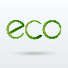 Eco Label With Shadow on White Background.