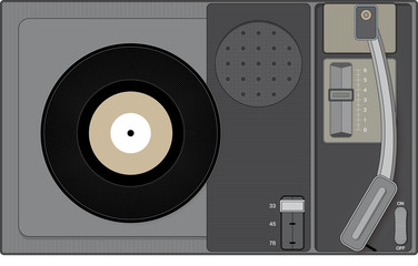 Obraz premium Retro record player with 45 rpm record