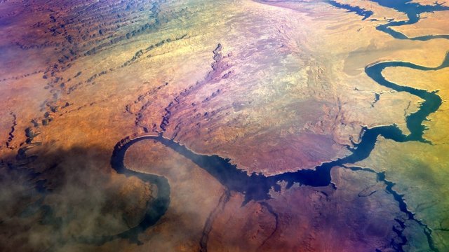 Desert river aerial, 4K
