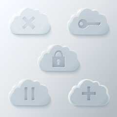 Glass Clouds Icons Set