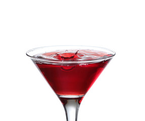 A martini glass on a white background;