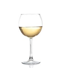White wine bottle and two glasses. Isolated 