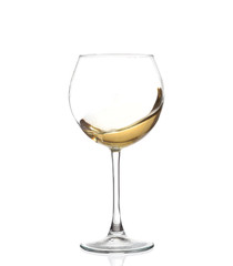 White wine bottle and two glasses. Isolated 