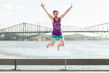 Fototapeta na wymiar happy children jumping