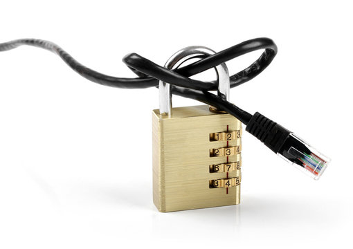 Internet Censorship Concept - Padlock With Cable