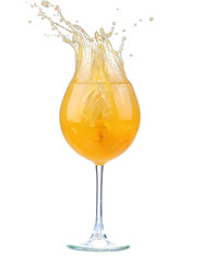 Orange cocktail with splashes. Vector illustration
