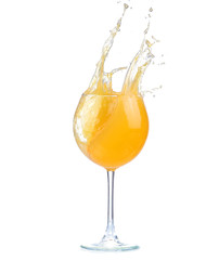Orange cocktail with splashes. Vector illustration
