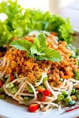 Thai spicy rice vermicelli salad