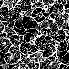 Hand-drawing pattern of seashells.